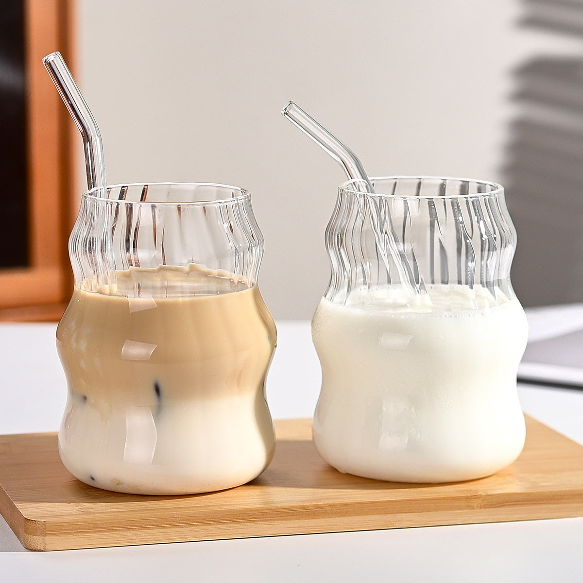 6-Piece Heat Resistant Glass Cup with straw Set