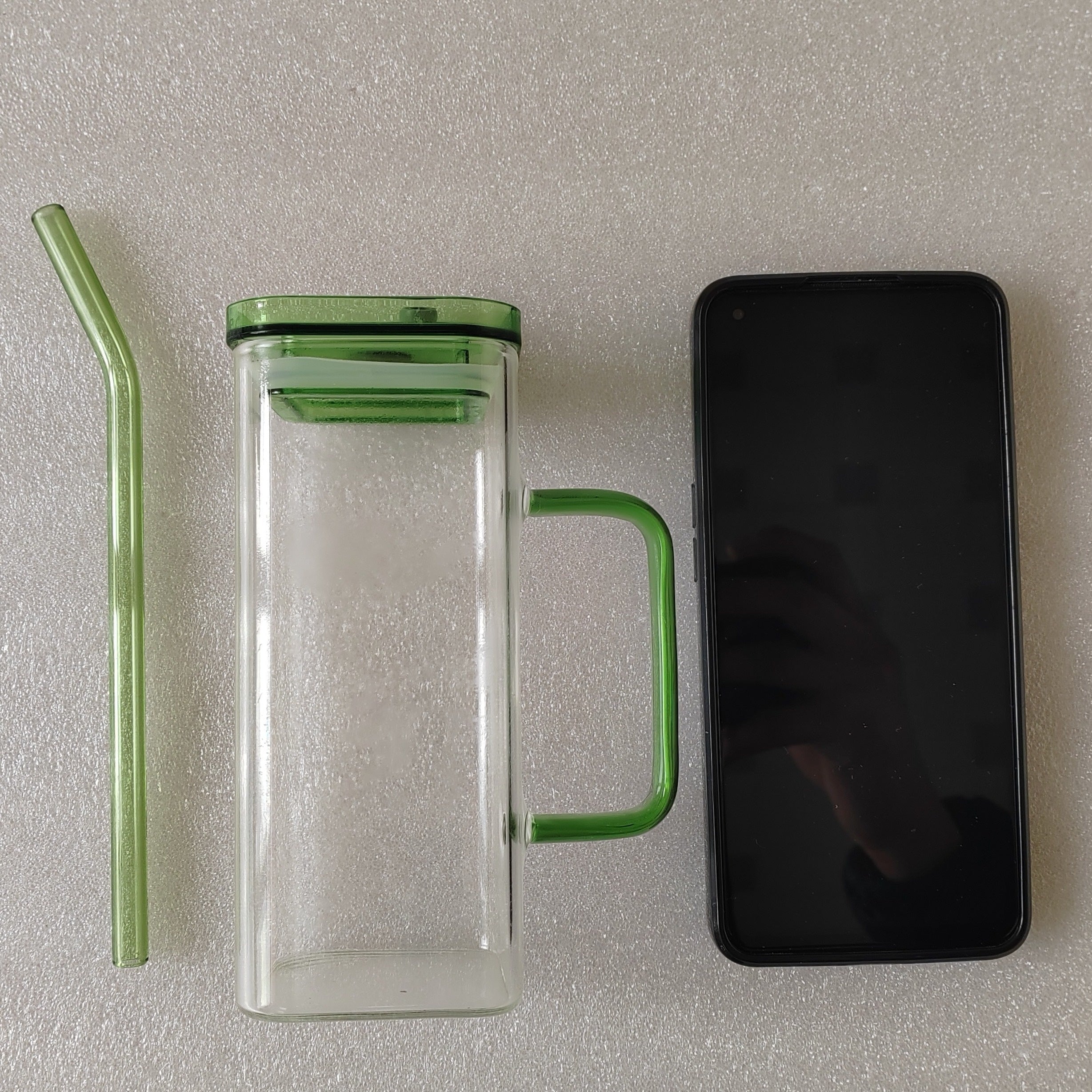 12oz Transparent Glass Tumbler Cup with Straw
