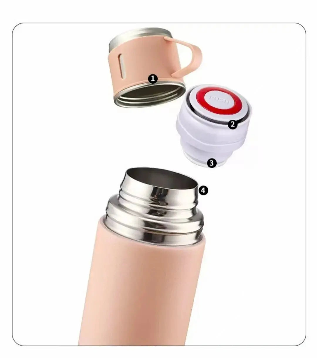 Stainless Steel Thermos Bottle with 3 Detachable Cups