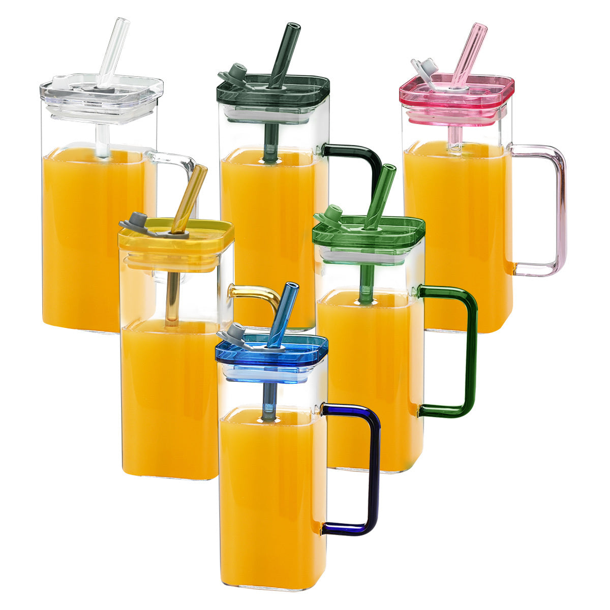 6-Piece Glass Tumbler Set with Straws 12oZ